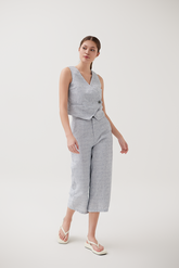 Tencel V Hem Vest in Dark Blue
